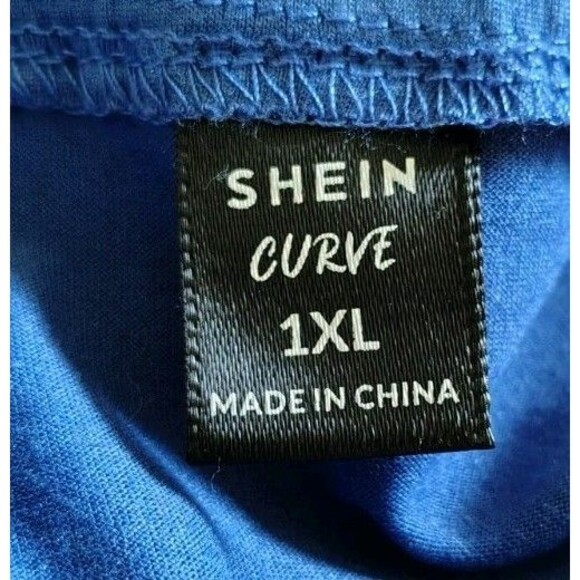 Shein Curve Dress Size 1XL Blue Sleeveless Scrunch Side - Picture 6 of 6